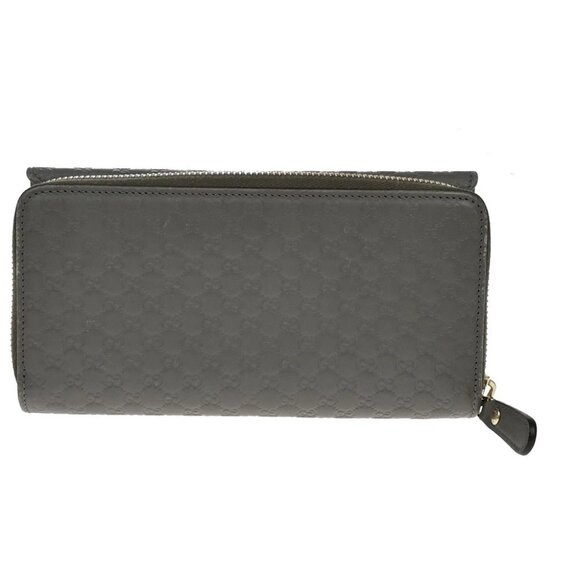 GUCCI Micro Guccissima GG Pattern Long Zipper Wallet Leather Gray Gold 69EF697 - Picture 3 of 12